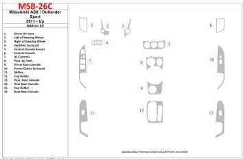 Mitsubishi ASX 2011-UP additional kit fits OEM BD Décoration de tableau de bord