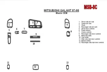 Mitsubishi Galant 1994-1998 Ensemble Complet, 13 Parts set BD Kit la décoration du tableau de bord - 1 - habillage decor de tabl