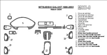 Mitsubishi Galant 1999-2003 OEM Compliance BD Kit la décoration du tableau de bord - 1 - habillage decor de tableau de bord