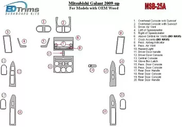 Mitsubishi Galant 2009-UP For Models Avec OEM Wood Kit BD Kit la décoration du tableau de bord - 1 - habillage decor de tableau 