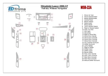Mitsubishi Lancer 2008-UP Ensemble Complet, Sans NAVI BD Kit la décoration du tableau de bord - 1 - habillage decor de tableau d