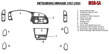 Mitsubishi Mirage 1997-2003 Ensemble Complet, 2 & 4 Des portes BD Kit la décoration du tableau de bord - 1 - habillage decor de 