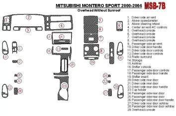 Mitsubishi Pajero Sport/Montero Sport 1998-2008 Avec Overhead, Sans Sunroof, 29 Parts set BD Kit la décoration du tableau de bor