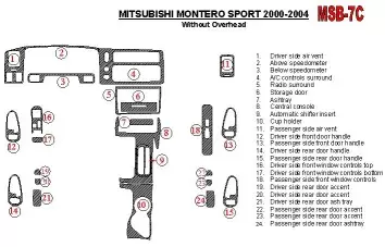 Mitsubishi Pajero Sport/Montero Sport 1998-2008 Sans Overhead, 24 Parts set BD Kit la décoration du tableau de bord - 2 - habill