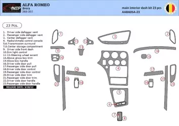 Alfa Romeo Brera 2005-2011 Habillage Décoration de Tableau de Bord 22-Pièce