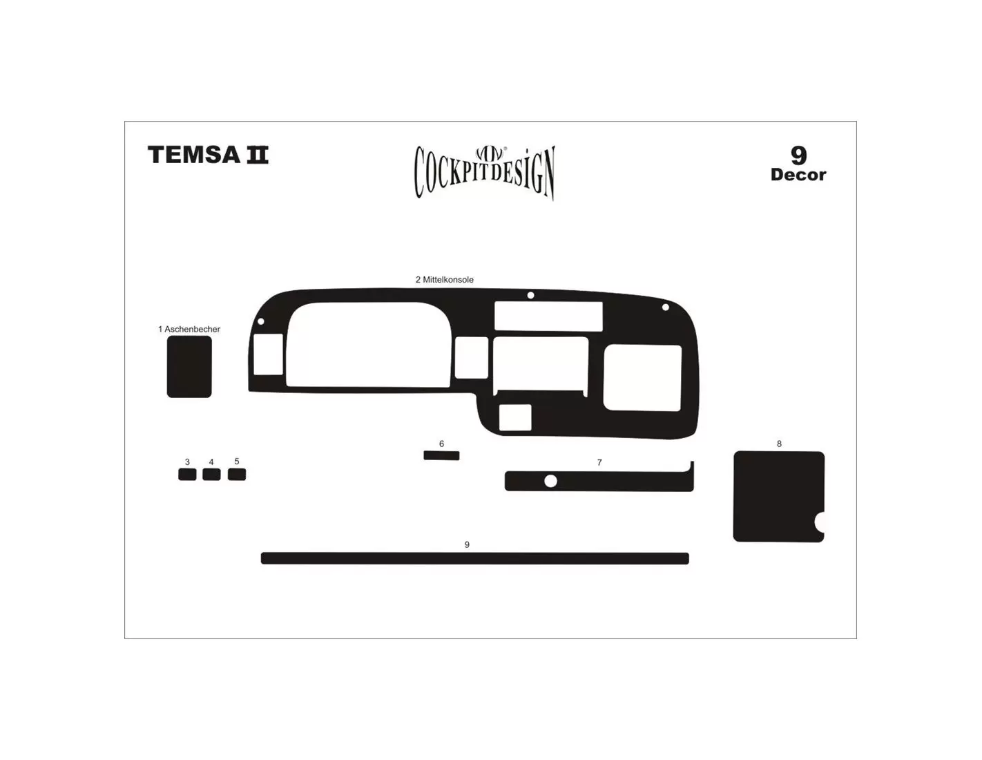 Mitsubishi Temsa Prestige Midibus 1999 Kit la décoration du tableau de bord 9-Pièce - 1 - habillage decor de tableau de bord
