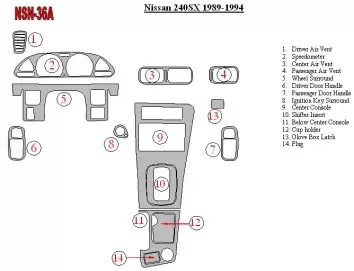 Nissan 240SX 1989-1994 Ensemble Complet BD Décoration de tableau de bord