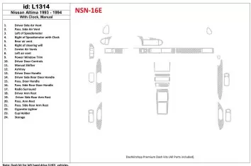 Nissan Altima 1993-1993 Boîte automatique, Avec watches, Sans OEM, 23 Parts set BD Kit la décoration du tableau de bord - 1