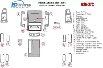 Nissan Altima 2005-2006 Paquet de base BD Kit la décoration du tableau de bord - 1 - habillage decor de tableau de bord