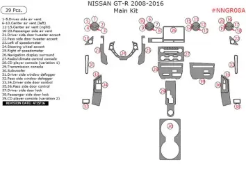 Nissan GT-R 2008-2016 kit de garniture de tableau de bord intérieur principal, 39 pièces