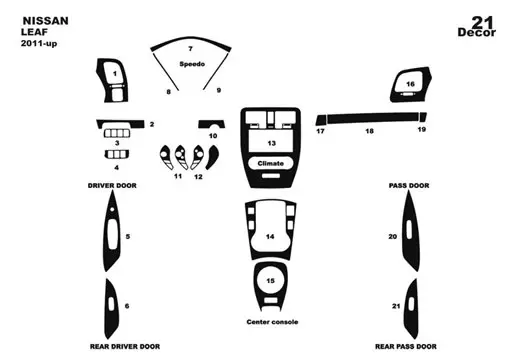 Nissan Maxima 95-00 Kit la décoration du tableau de bord 15-Pièce - 1 - habillage decor de tableau de bord