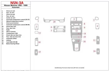 Nissan Maxima 1995-1999 Boîte automatique, 21 Parts set BD Kit la décoration du tableau de bord - 1 - habillage decor de tableau
