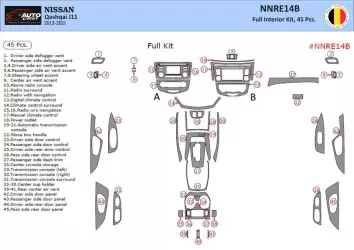 Nissan Qashqai 2013–2021 Kit la décoration du tableau de bord 45-Pièce - 2 - habillage decor de tableau de bord