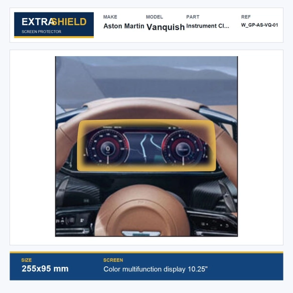 Aston Martin Vanquish Instrument Cluster ExtraShield Screen Protector
