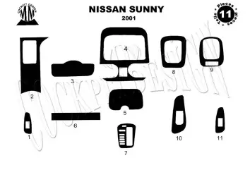 Nissan Sunny 2001 Kit la décoration du tableau de bord 11-Pièce - 1 - habillage decor de tableau de bord