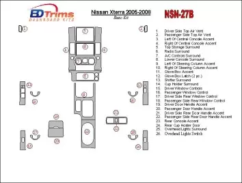 Nissan Xterra 2005-2008 Paquet de base BD Kit la décoration du tableau de bord - 1 - habillage decor de tableau de bord