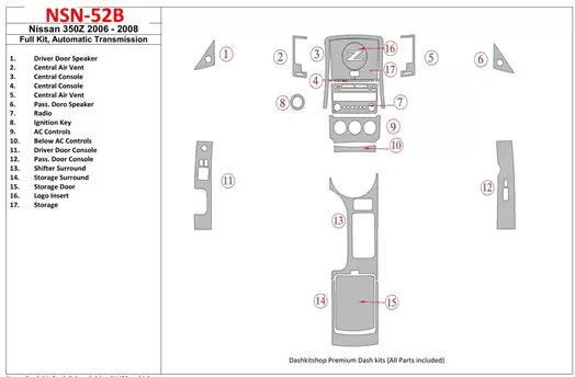 Nissan Z350 2006-2008 Ensemble Complet, Boîte automatique BD Kit la décoration du tableau de bord - 1 - habillage decor de table