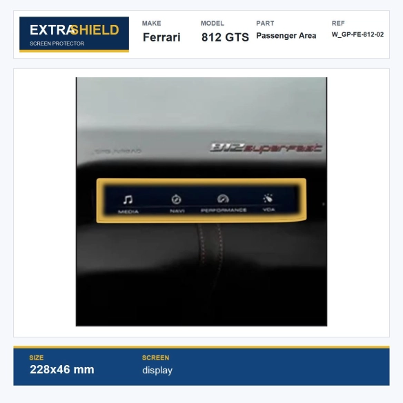 Ferrari 812 GTS Passenger Area ExtraShield Screen Protector