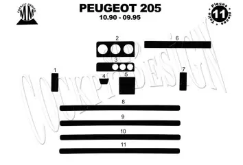 Peugeot 205 90-95 Kit la décoration du tableau de bord 11-Pièce - 2 - habillage decor de tableau de bord