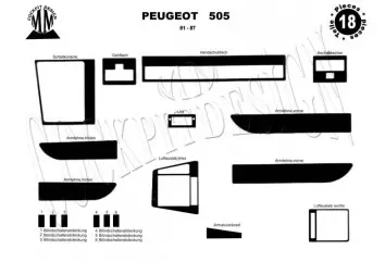 Peugeot 505 81-87 Kit la décoration du tableau de bord 18-Pièce - 2 - habillage decor de tableau de bord