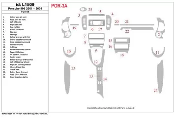 Porsche Boxter 1998-UP Ensemble Complet BD Kit la décoration du tableau de bord - 2 - habillage decor de tableau de bord