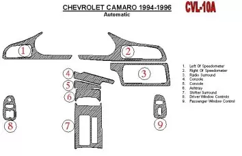 Chevrolet Camaro 1994-1996 Automatic Gearbox, 9 Parts set BD Décoration de tableau de bord