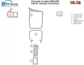 Chevrolet Cavalier 2000-2005 Ensemble Complet, Boîte automatique BD Kit la décoration du tableau de bord - 1 - habillage decor d