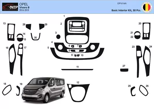 Renault Trafic 2015 Kit la décoration du tableau de bord 30-Pièce - 1 - habillage decor de tableau de bord