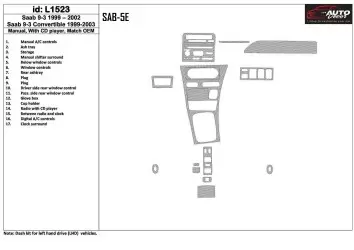 Saab 9-3 1999-2002 Boîte automatique, Avec CD Player, OEM Compliance, 18 Parts set BD Kit la décoration du tableau de bord - 1 -