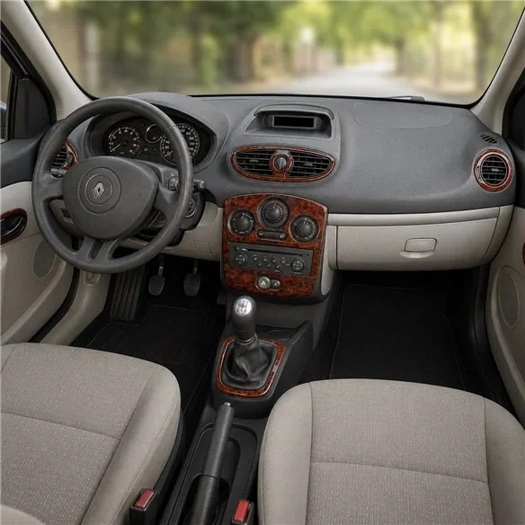Renault Clio-3 2005-2012 kit décor tableau de bord 3D, 9 pièces