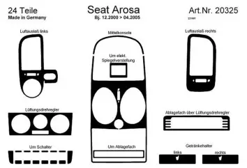 Seat Arosa 01-05 Kit la décoration du tableau de bord 24-Pièce - 2 - habillage decor de tableau de bord