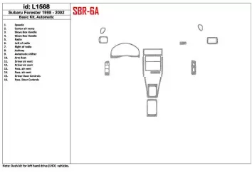 Subaru Forester 1998-2002 Boîte automatique, Paquet de base, 16 Parts set BD Kit la décoration du tableau de bord - 1