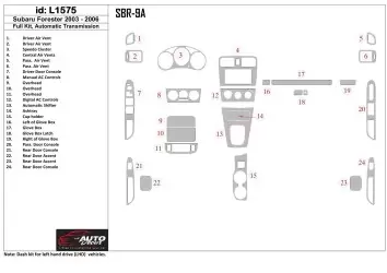 Subaru Forester 2003-2006 Ensemble Complet, Automatic Gear BD Décoration de tableau de bord