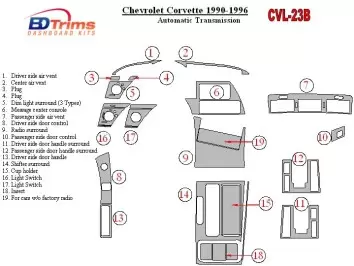 Chevrolet Corvette 1990-1996 Boîte automatique BD Kit la décoration du tableau de bord - 1 - habillage decor de tableau de bord