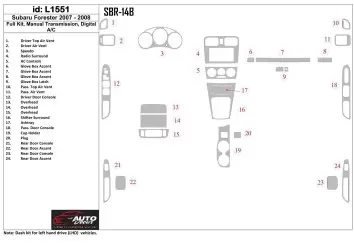 Subaru Forester 2007-2008 Ensemble Complet, Automatic Gear, Manual Gearbox AC BD Décoration de tableau de bord