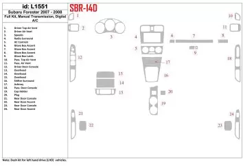 Subaru Forester 2007-2008 Ensemble Complet, Manual Gear Box, Automatic AC BD Décoration de tableau de bord