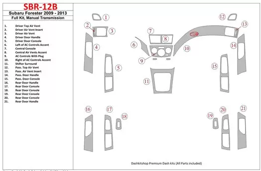 Subaru Forester 2009-UP Ensemble Complet, boîte manuelle Box BD Kit la décoration du tableau de bord - 1 - habillage decor de ta