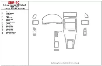 Subaru Impreza RS 1997-UP 2 Des portes, Boîte automatique, Paquet de base, 16 Parts set BD Kit la décoration du tableau de bord 