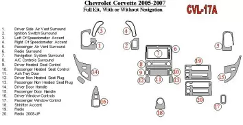 Chevrolet Corvette 2005-UP Ensemble Complet, Sans NAVI system BD Kit la décoration du tableau de bord - 1 - habillage decor de t