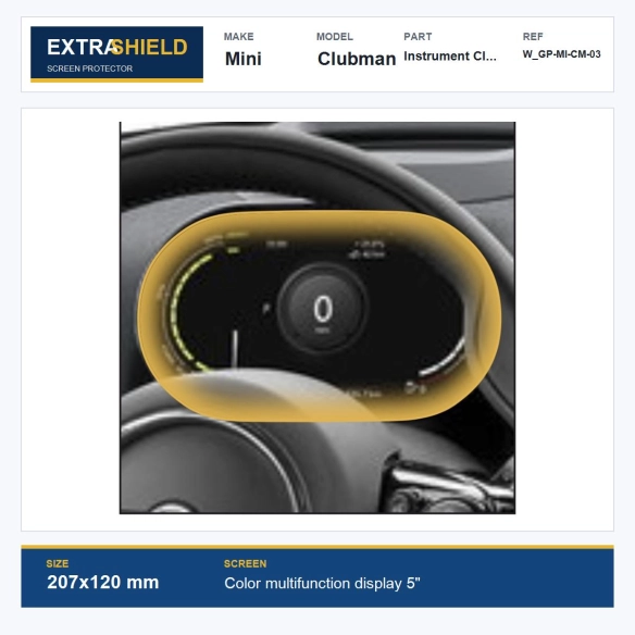 Mini Clubman Instrument Cluster ExtraShield Screen Protector