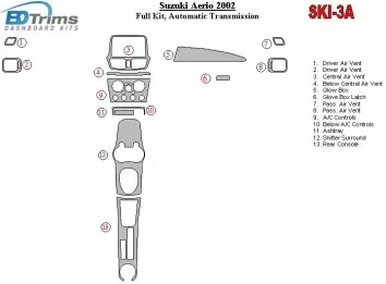 Suzuki Aerio 2002-2002 Ensemble Complet, Automatic Gear BD Décoration de tableau de bord