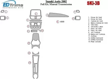 Suzuki Aerio 2002-2002 Ensemble Complet, Manual Gear Box BD Décoration de tableau de bord
