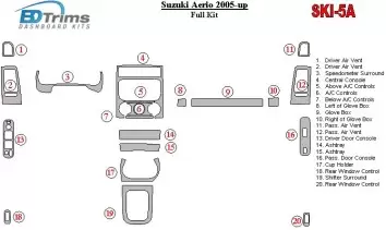 Suzuki Aerio 2005-UP Ensemble Complet BD Kit la décoration du tableau de bord - 1 - habillage decor de tableau de bord