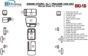 Suzuki Grand Vitara 1999-2002 Suzuki Grи Vitara/XL7,1999-UP, Manual Gearbox, Paquet de base, 4 Doors BD Décoration de tableau de