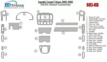 Suzuki Grand Vitara 2003-2005 Ensemble Complet, boîte manuelle Box BD Kit la décoration du tableau de bord - 4 - habillage decor