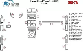 Suzuki Grand Vitara 2006-2009 Ensemble Complet BD Décoration de tableau de bord