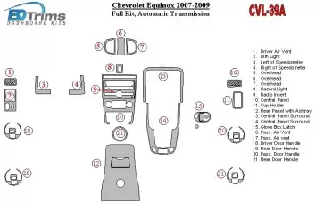 Chevrolet Equinox 2007-2009 Ensemble Complet, Boîte automatique BD Kit la décoration du tableau de bord - 1 - habillage decor de