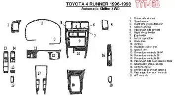 Toyota 4 Runner 1996-1998 Boîte automatique, 2WD, 21 Parts set BD Kit la décoration du tableau de bord - 1 - habillage decor de 