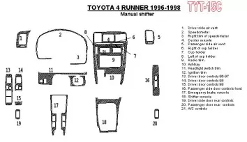 Toyota 4 Runner 1996-1998 boîte manuellebox, 21 Parts set BD Kit la décoration du tableau de bord - 1 - habillage decor de table
