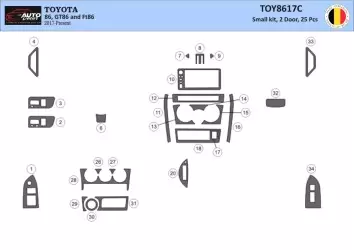 Toyota 86 2017-2021 Kit la décoration du tableau de bord 25-Pièce - 1 - habillage decor de tableau de bord